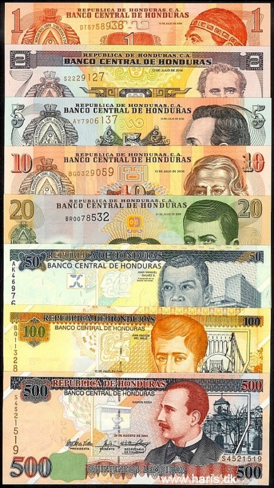 Picture of HONDURAS 1-500 Lempiras 2004-08 UNC