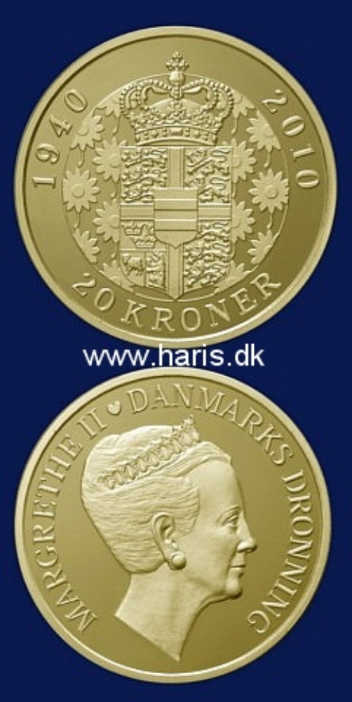 Picture of DENMARK 20 Kroner 2010 Comm. KM 937 UNC