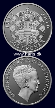 Picture of DENMARK 500 Kroner 2010 Comm. Silver KM 938 PROOF