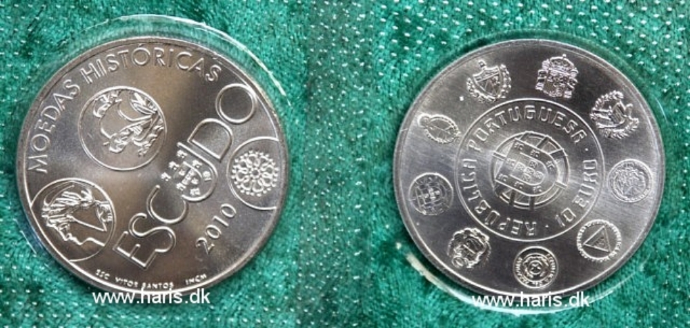 Picture of PORTUGAL 10 Euro 2010  Silver KM803 UNC