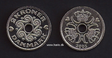 Picture of DENMARK 2 Kroner 2005 KM 874.2 UNC