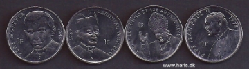 Picture of CONGO D.R. 1 Franc 2004 KM156, 157, 158, 159 UNC