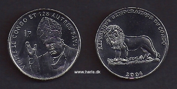 Picture of CONGO D.R. 1 Franc 2004 KM159 UNC