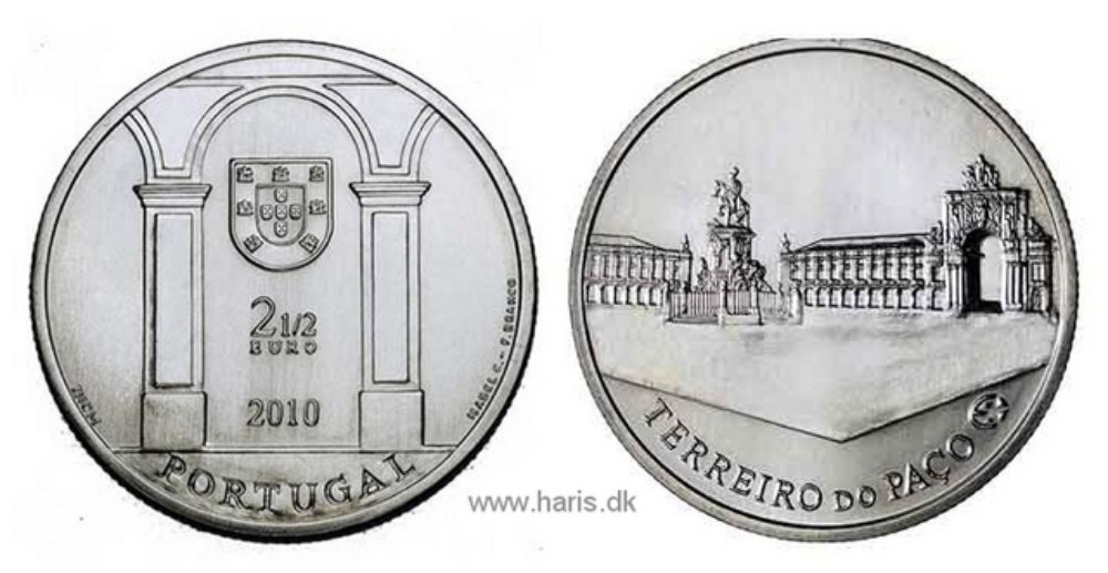 Picture of PORTUGAL 2½ Euro 2010 Terreiro Do Paco UNC