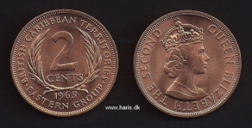 Picture of EAST CARIBBEAN STATES 2 Cents 1965 KM3 UNC
