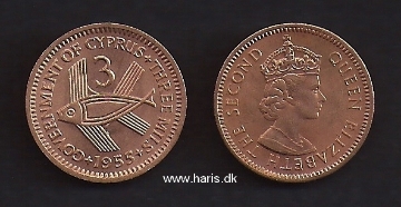 Picture of CYPRUS 3 Mils 1955 KM33 UNC
