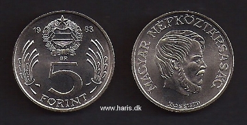 Picture of HUNGARY 5 Forint 1983 KM635 UNC