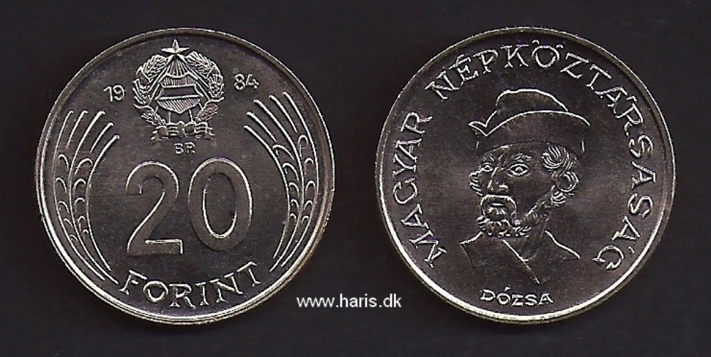 Picture of HUNGARY 20 Forint 1984 KM630 UNC