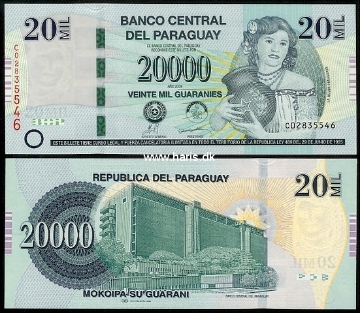 Picture of PARAGUAY 20.000 Guaranies 2009 P new UNC
