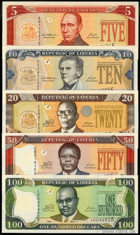 Picture of LIBERIA 5-100 Dollars 2006-09 P 26-30 UNC