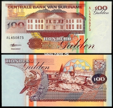 Picture of SURINAME 100 Gulden 1998 P 139b UNC