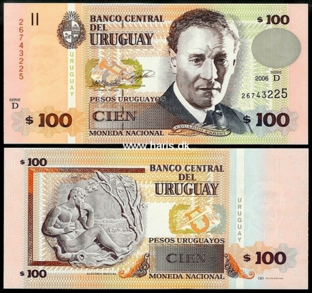 Picture of URUGUAY 100 Pesos Uruguayos 2006 P 88 UNC