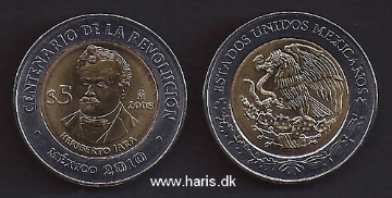 Picture of MEXICO 5 Pesos 2008 Comm. H. Jara KM new UNC