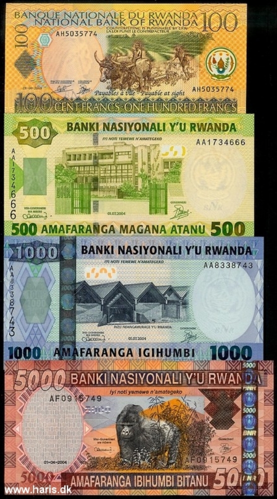 Picture of RWANDA 100-5000 Francs 2003-04 P 29b-33 UNC