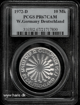 Picture of GERMANY F.R. 10 Mark 1972D KM130 PROOF PCGS PR67CAM