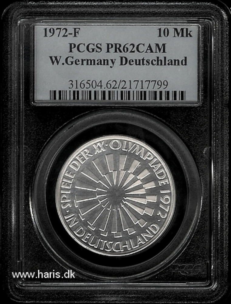 Picture of GERMANY F.R. 10 Mark 1972F KM130 PROOF PCGS PR62CAM