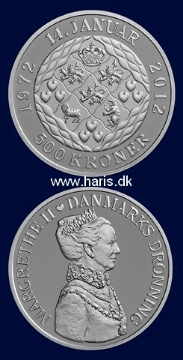 Picture of DENMARK 500 Kroner 2012 Comm. Silver KM 946 PROOF