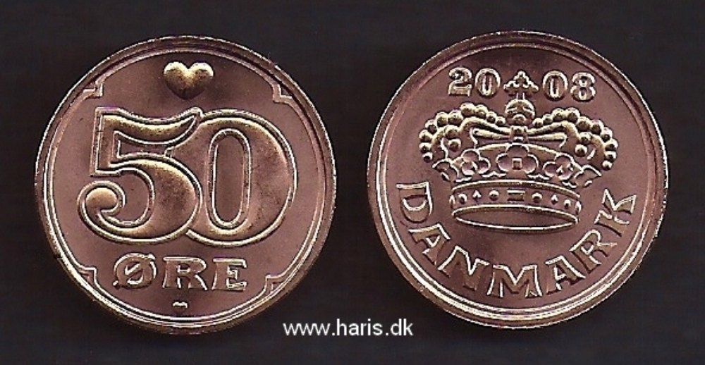 Picture of DENMARK 50 Ore 2008 KM 866.3 UNC