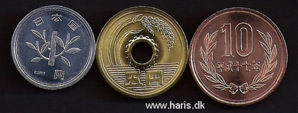 Picture of JAPAN 1-10 Yen 1996-2005 KM 95-97 UNC