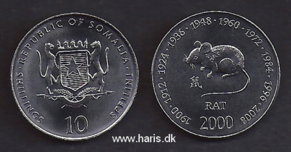 Picture of SOMALIA 10 Shillings 2000 Rat KM 90 UNC