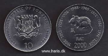 Picture of SOMALIA 10 Shillings 2000 Rat KM 90 UNC