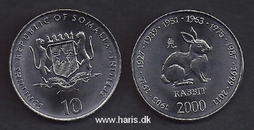 Picture of SOMALIA 10 Shillings 2000 Rabbit KM 93 UNC