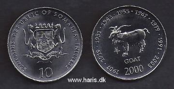 Picture of SOMALIA 10 Shillings 2000 Goat KM 97 UNC