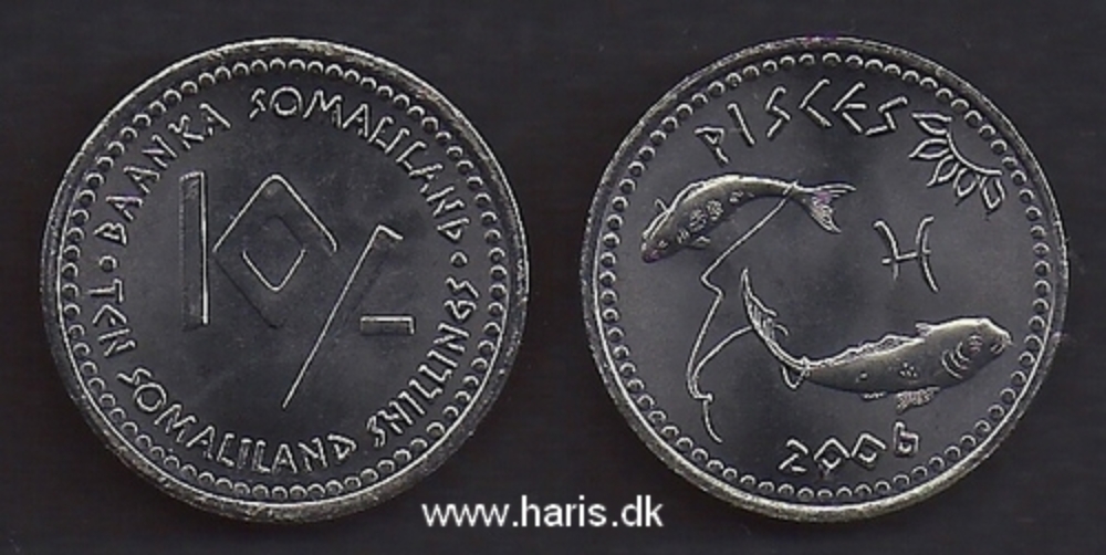 Picture of SOMALILAND 10 Shillings 2006 Pisces KM 8 UNC