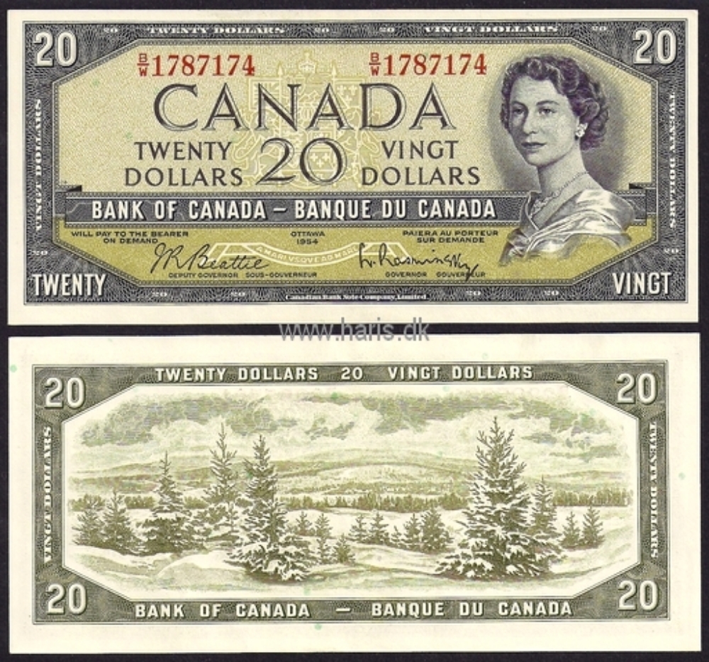 Picture of CANADA 20 Dollars 1961-70 P 80b UNC