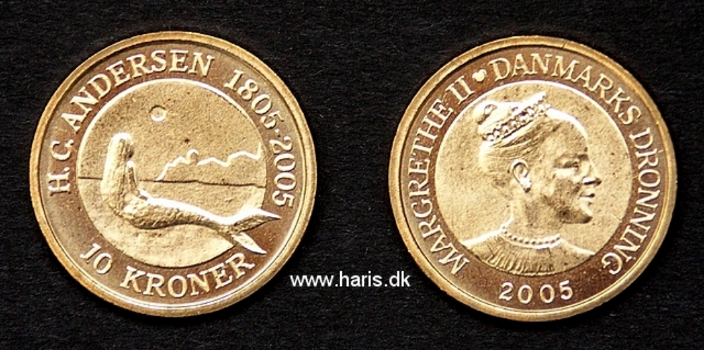 Picture of DENMARK 10 Kroner 2005 The Little Mermaid KM900 UNC