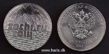 Picture of RUSSIA 25 Roubles 2011 Comm Sochi 2014 KM 1298 UNC