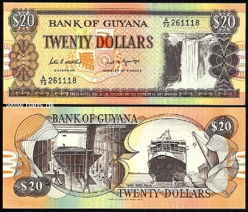 Picture of GUYANA 20 Dollars ND(1989) P27 UNC
