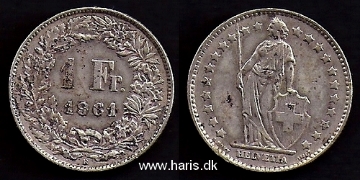 Picture of SWITZERLAND 1 Franc 1961 Silver KM24 VF