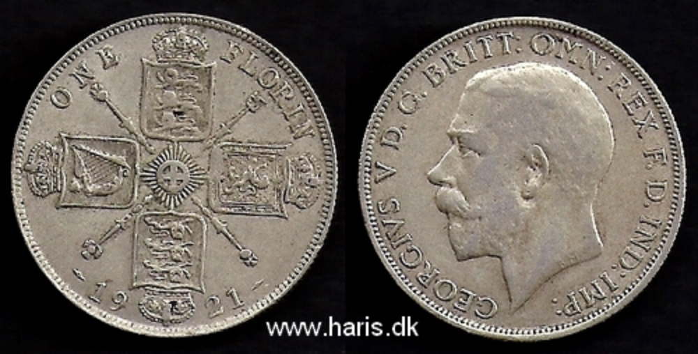 Picture of GREAT BRITAIN 1 Florin 1921 Silver KM817a XF