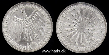 Picture of GERMANY F.R. 10 Mark 1972J Comm. Silver KM130 aUNC