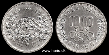 Picture of JAPAN 1000 Yen 1964 Comm. Silver KM80 UNC
