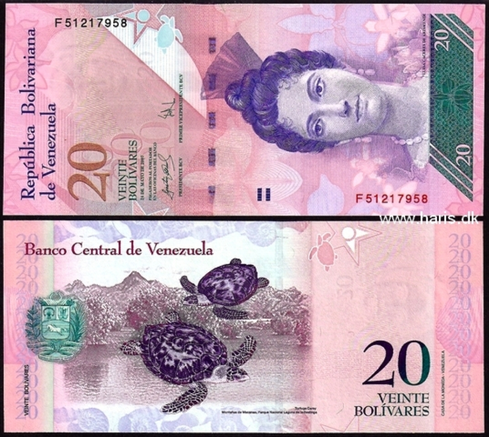 Picture of VENEZUELA 20 Bolivares 2007 24.05. P new UNC