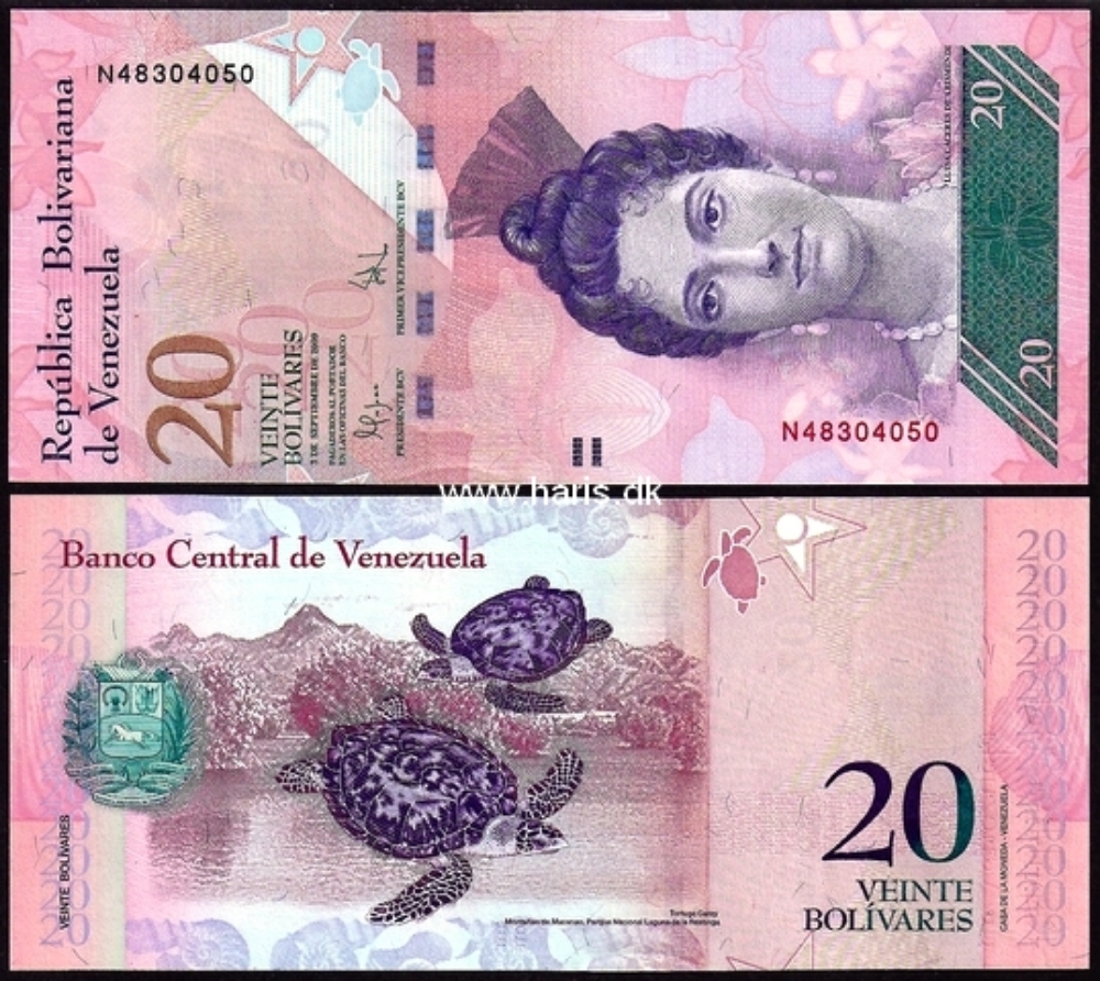 Picture of VENEZUELA 20 Bolivares 2009 03.09. P new UNC