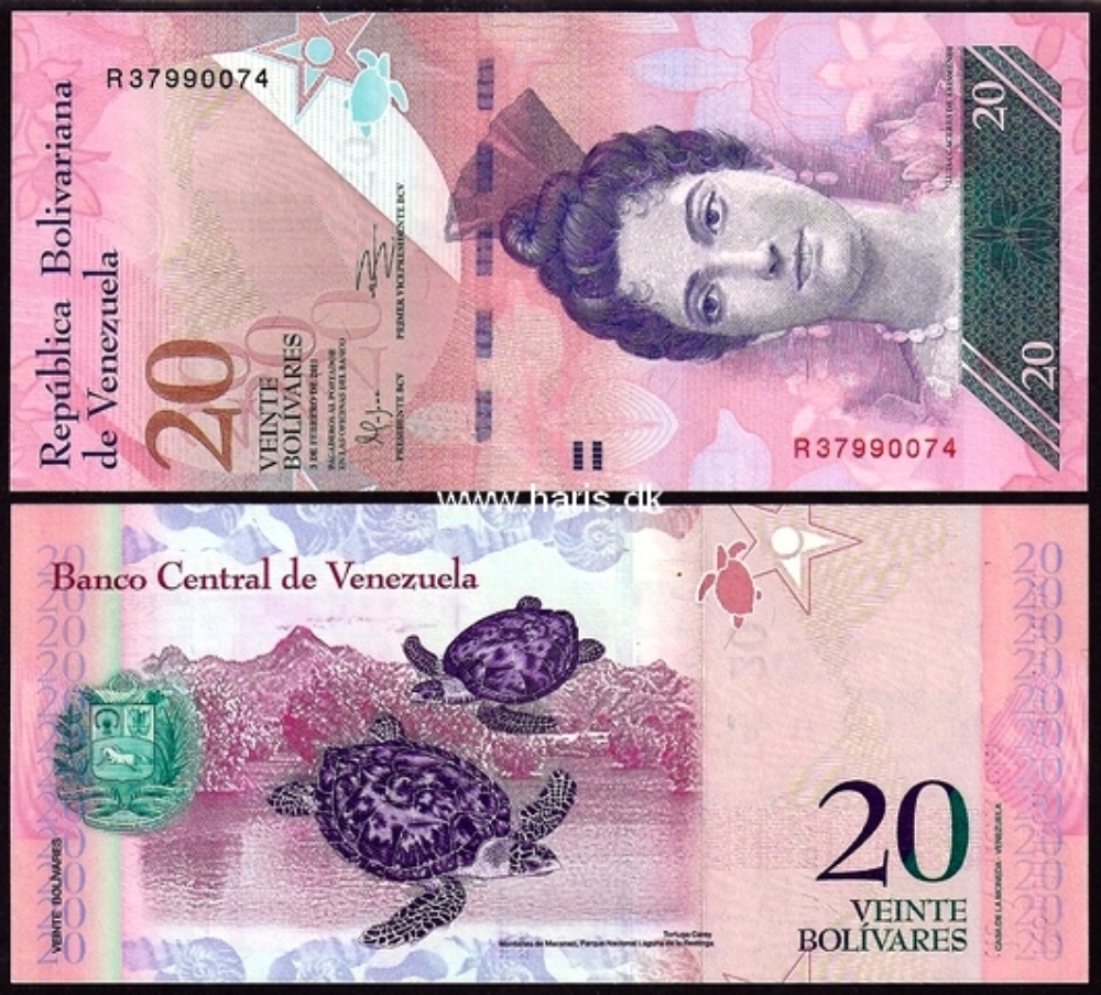 Picture of VENEZUELA 20 Bolivares 2011 03.02. P new UNC