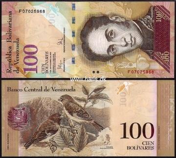 Picture of VENEZUELA 100 Bolivares 2009 03.09. P new UNC