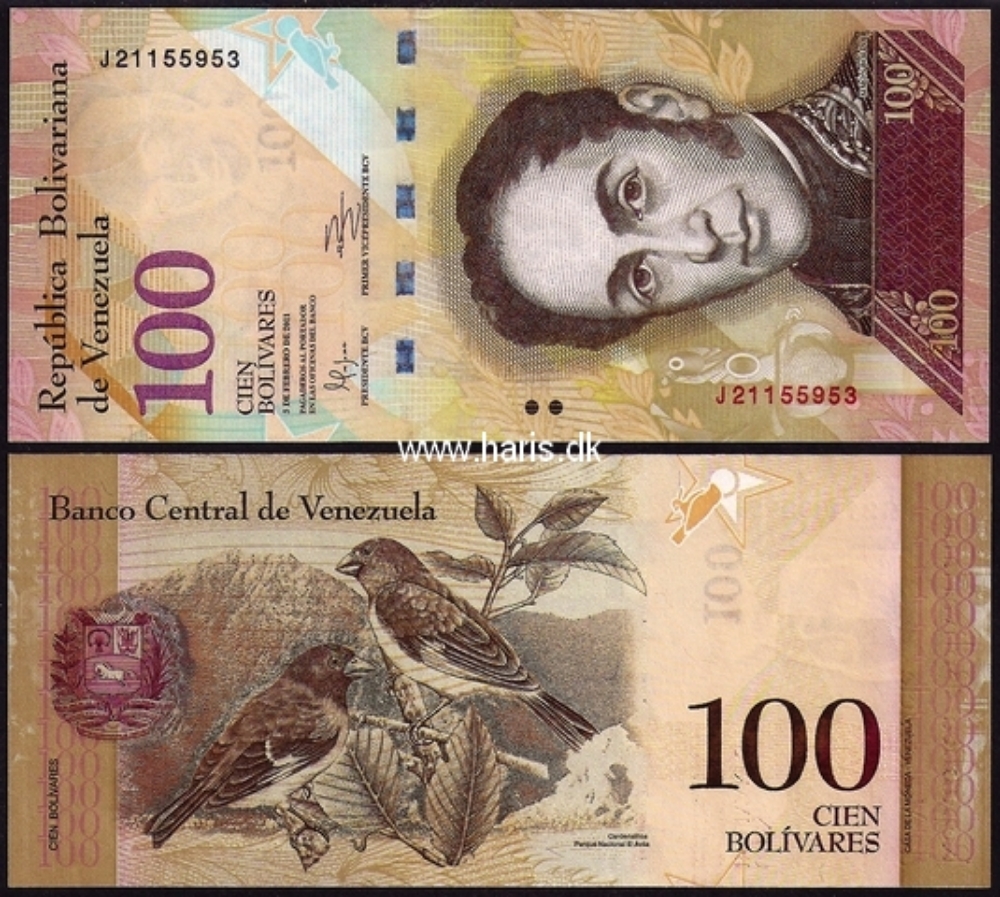 Picture of VENEZUELA 100 Bolivares 2011 03.02. P new UNC