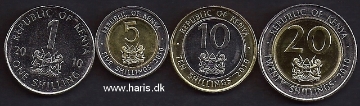 Picture of KENYA 1-20 Shillings 2010 KM34-37 UNC