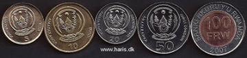 Picture of RWANDA 5-100 Francs 2003-11 KM23-new UNC