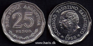 Picture of ARGENTINA 25 Pesos 1968 Comm. KM63 UNC