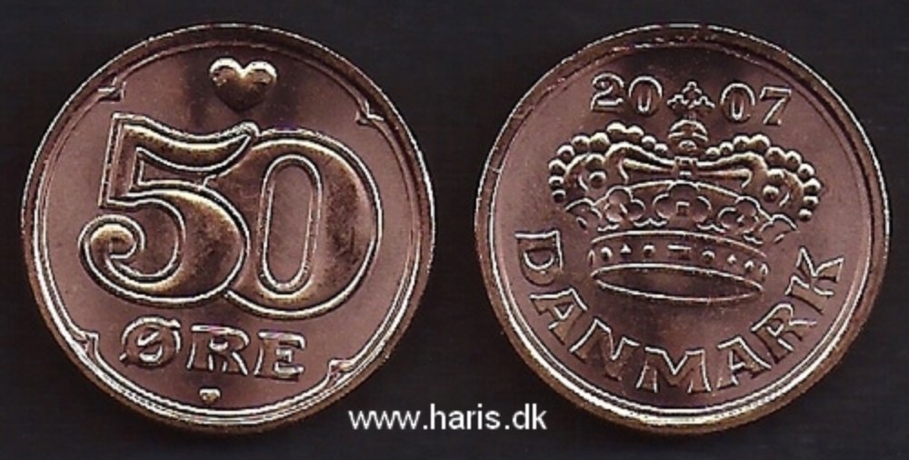 Picture of DENMARK 50 Ore 2007 KM866.3 UNC