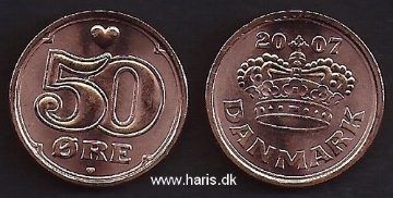 Picture of DENMARK 50 Ore 2007 KM866.3 UNC