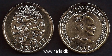 Picture of DENMARK 10 Kroner 2008 KM896 UNC