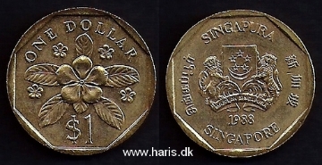 Picture of SINGAPORE 1 Dollar 1988 KM54b UNC