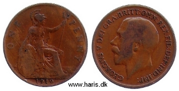 Picture of GREAT BRITAIN 1 Penny 1919 KM810 F