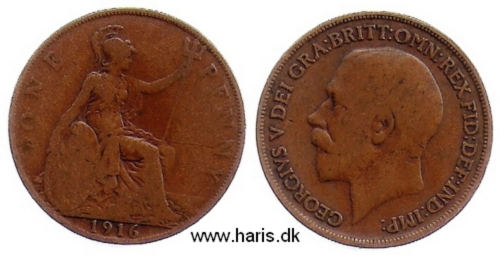 Picture of GREAT BRITAIN 1 Penny 1916 KM810 F